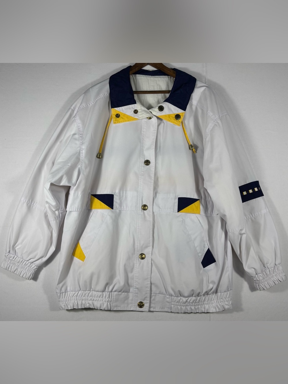 Current Seen Women’s M White Reversible Jacket with Nautical Navy & Yellow